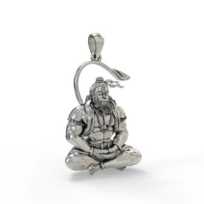 Hanuman Ji Premium Locket With Oxidised Silver Chain