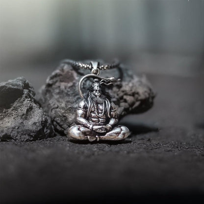 Hanuman Ji Premium Locket With Oxidised Silver Chain