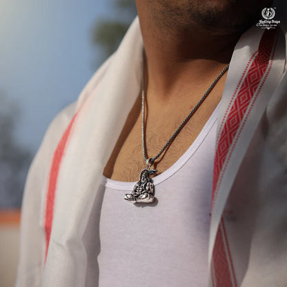 Hanuman Ji Premium Locket With Oxidised Silver Chain