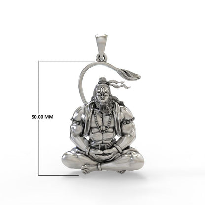 Hanuman Ji Premium Locket With Oxidised Silver Chain